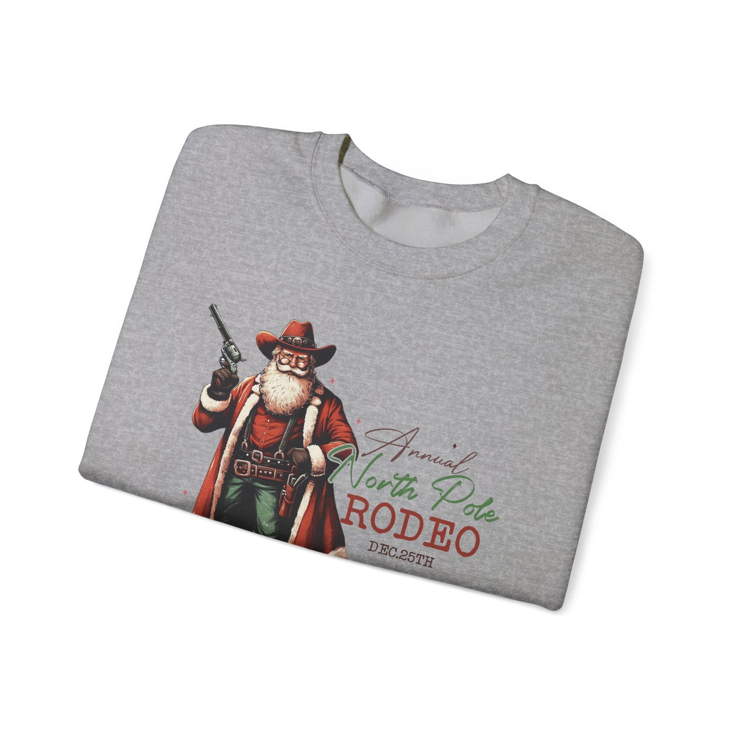 North Pole Rodeo Sweatshirt, Cowboy Santa Sweatshirt, Horseback Santa Clause - PopCultureByDesign36