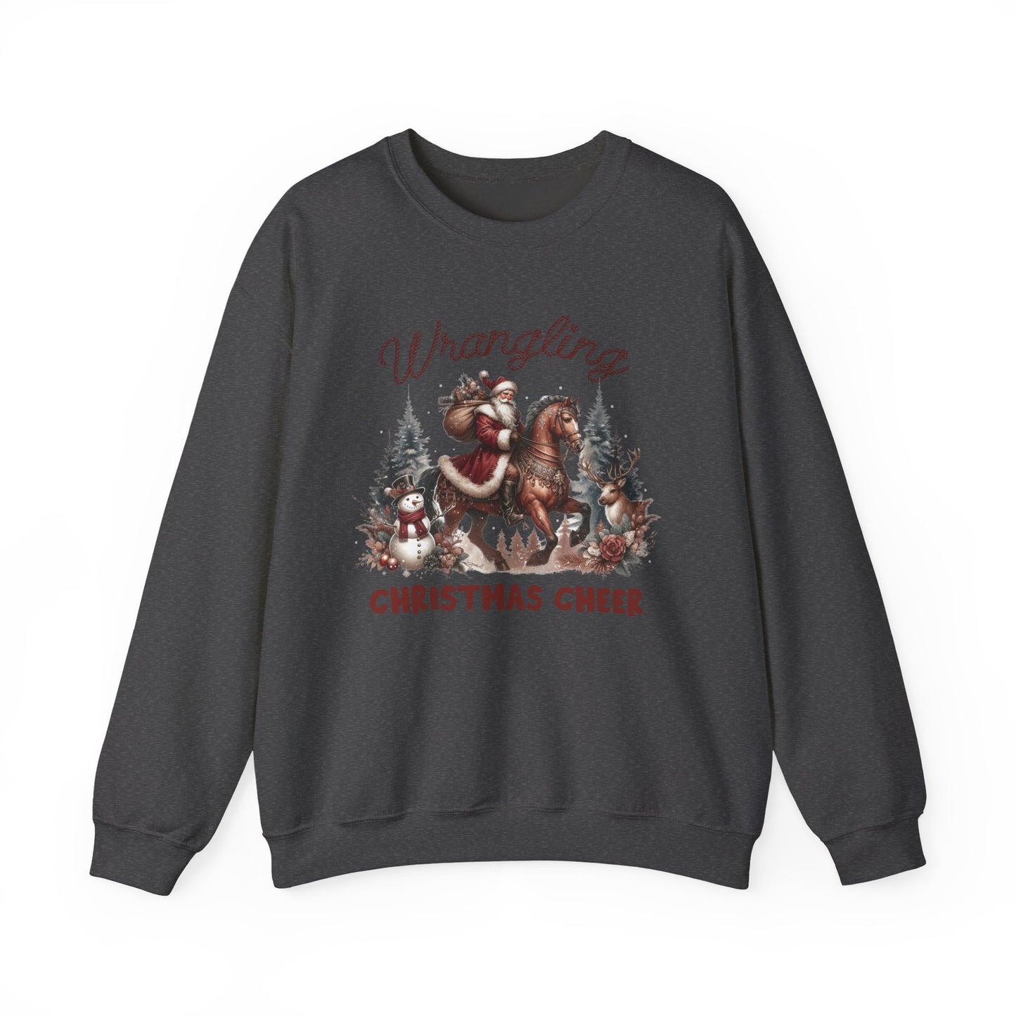 Wrangling Christmas, Cowboy Santa Sweatshirt, Howdy Country Christmas - PopCultureByDesign36