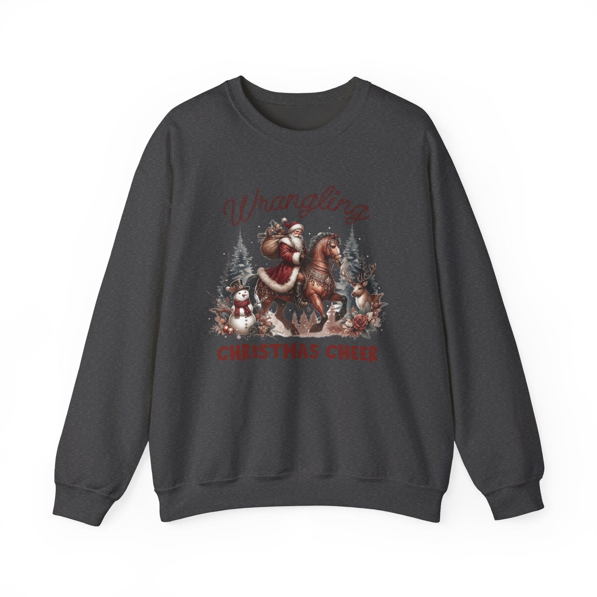 Wrangling Christmas, Cowboy Santa Sweatshirt, Howdy Country Christmas - PopCultureByDesign36