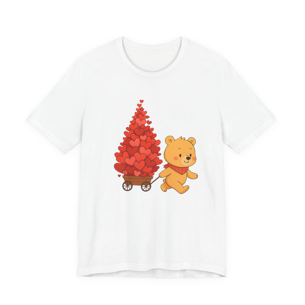 Valentine Bear Tee — Cute Bear with Heart-Filled Wagon by PopCultureByDesign36