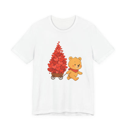 Valentine Bear Tee — Cute Bear with Heart-Filled Wagon