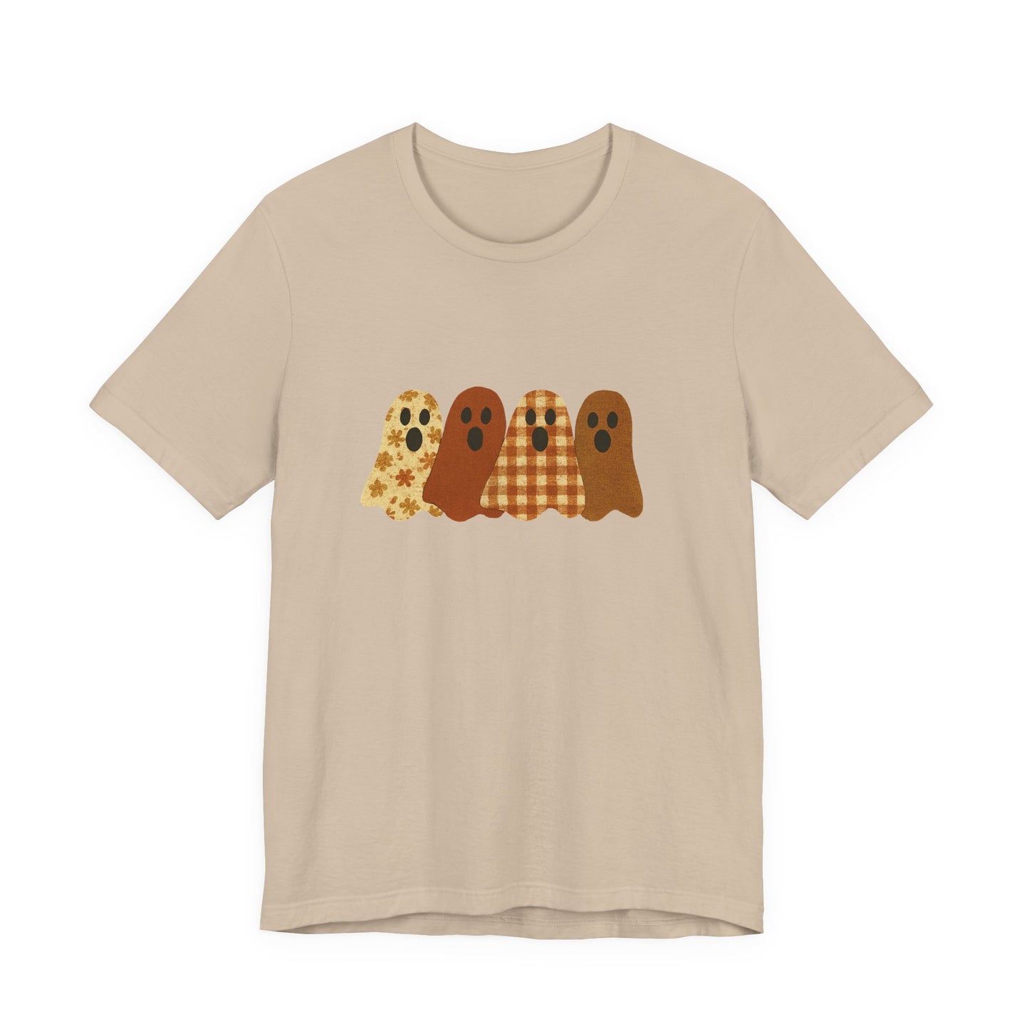 Funny Ghost Patchwork Tee, Cute Ghost Shirt, Boho Halloween Shirt - PopCultureByDesign36