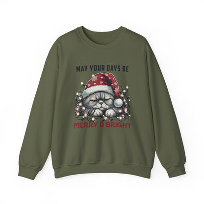 May Your Days Be Merry And Bright, Christmas Cat Sweatshirt, Holiday Cat - PopCultureByDesign36