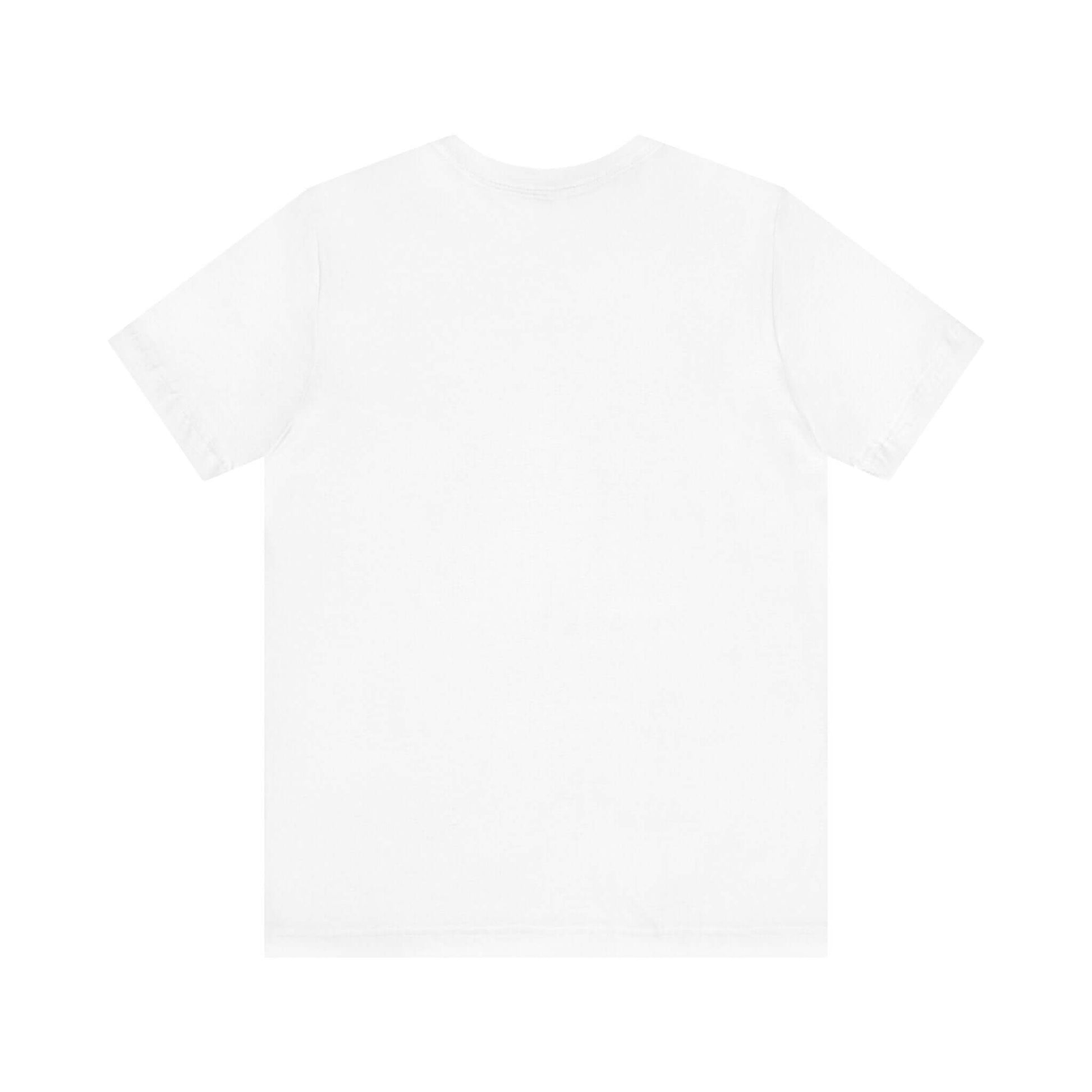 Back view of a plain white t-shirt for a Funny Cowgirl Shirt, Humorous Top, Sarcastic Cowgirl Shirt design.