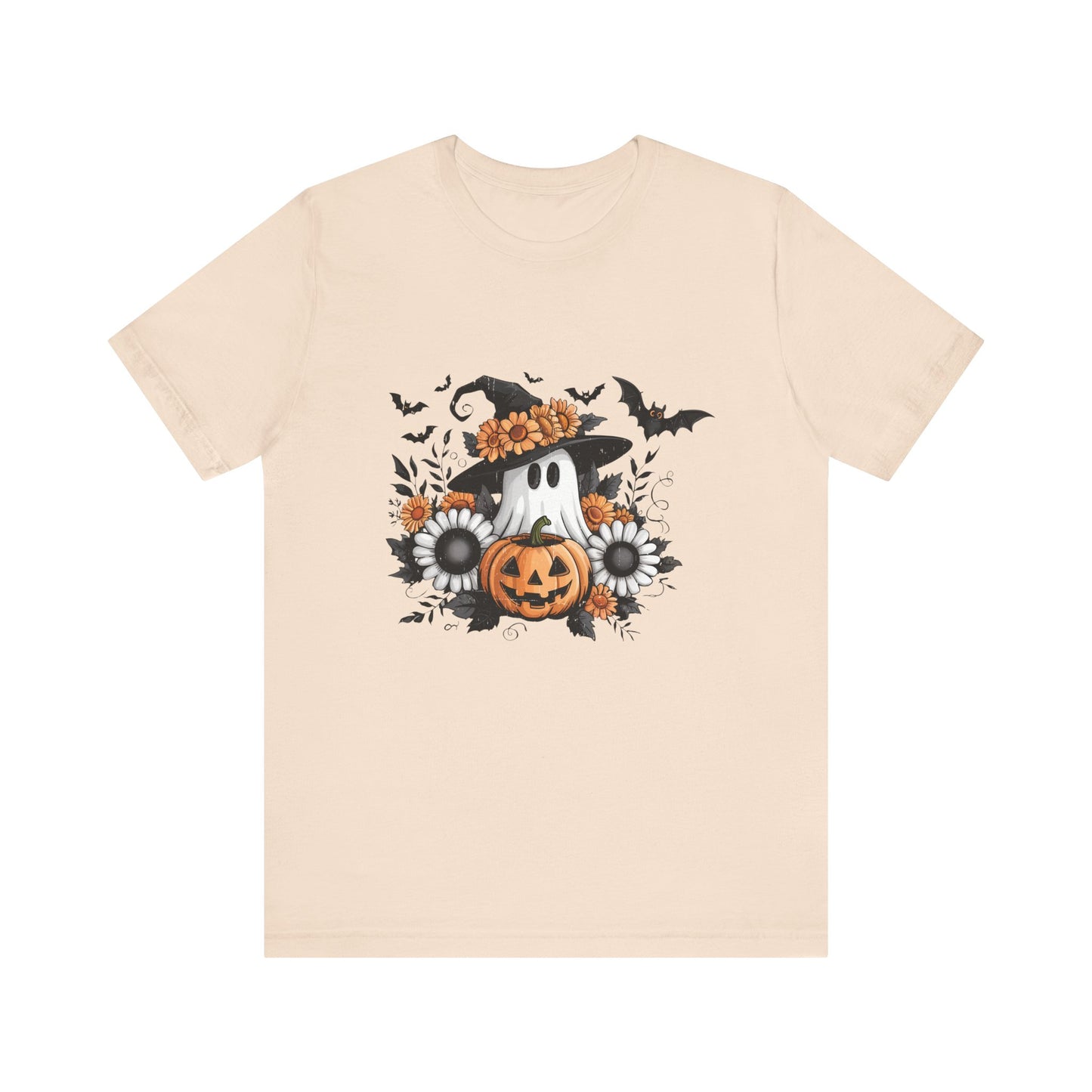 Funny Ghost Pumpkin Shirt, Boho Ghost Shirt, Soft floral ghost - PopCultureByDesign36
