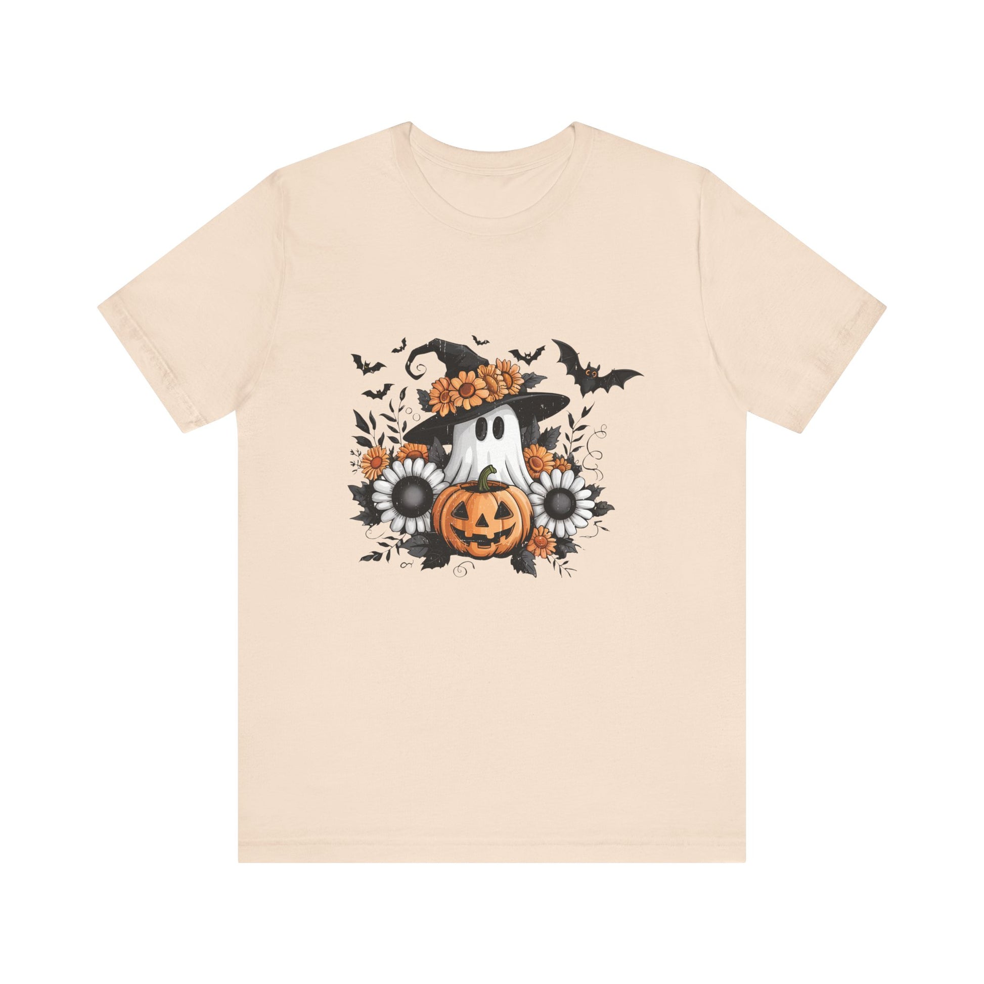 Funny Ghost Pumpkin Shirt, Boho Ghost Shirt, Soft floral ghost - PopCultureByDesign36