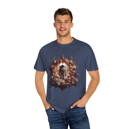 Astronaut Shirt, Boho Astronaut Shirt, Vintage Boho Womens Space Shirt worn by a man with floral design.