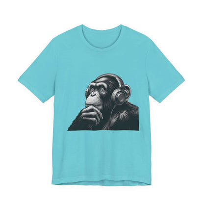 Chimpanzee Wearing Headphones Shirt, Pop Art Fans, Music Lover Shirt - PopCultureByDesign36