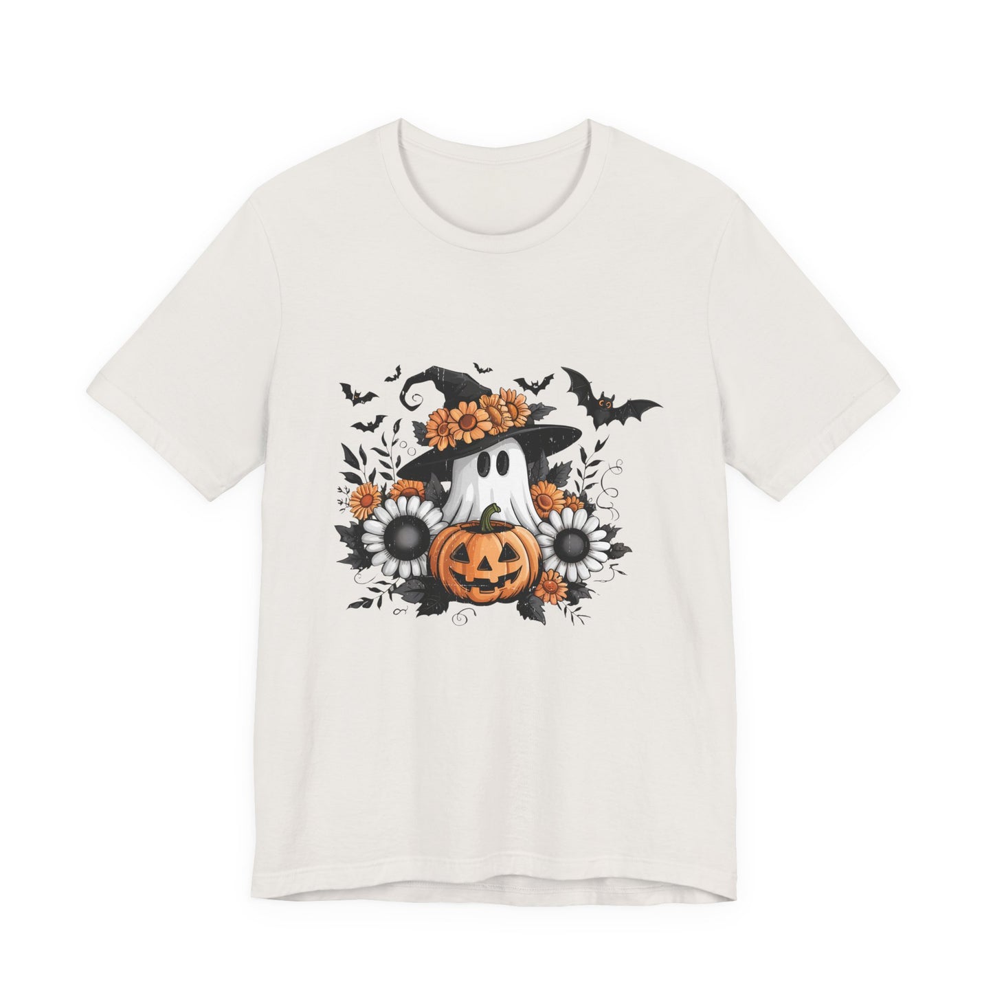 Funny Ghost Pumpkin Shirt, Boho Ghost Shirt, Soft floral ghost - PopCultureByDesign36