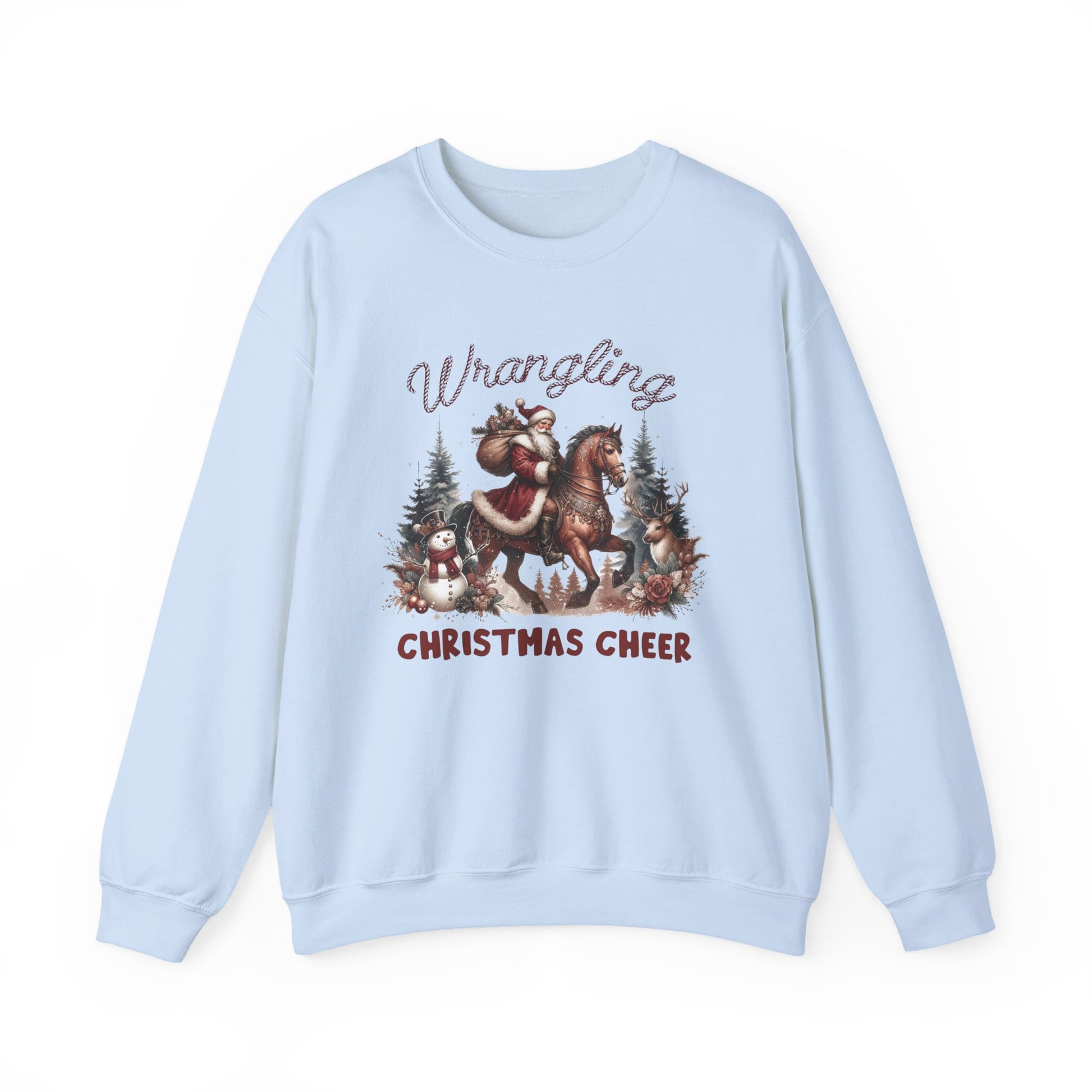 Wrangling Christmas, Cowboy Santa Sweatshirt, Howdy Country Christmas - PopCultureByDesign36