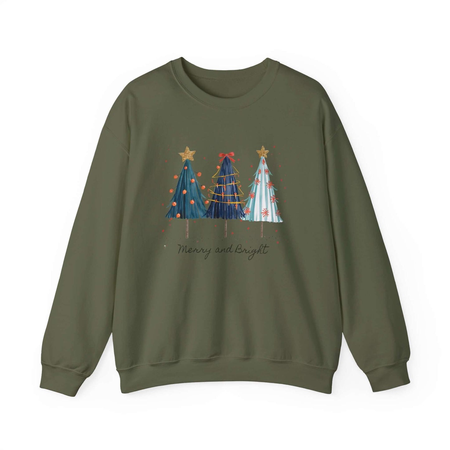 Christmas Watercolor Tree Sweatshirt, Cozy Seasonal Top, Boho XMas - PopCultureByDesign36
