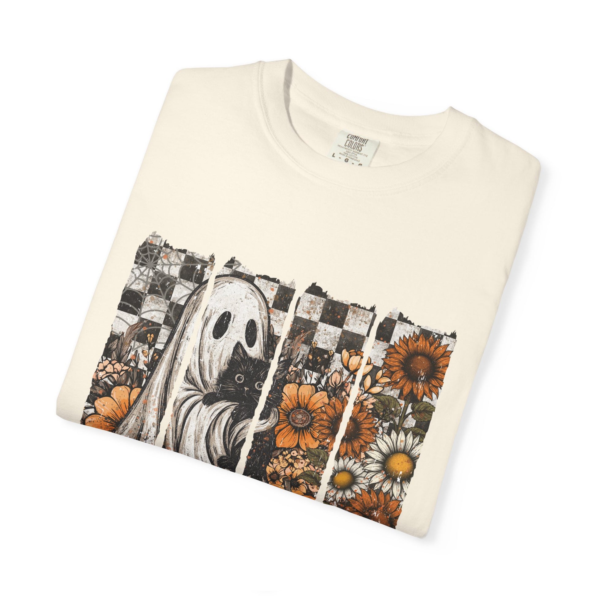 Comfort Colors Cute Strip Ghost Shirt, Halloween Costume, Vintage Vibe - PopCultureByDesign36