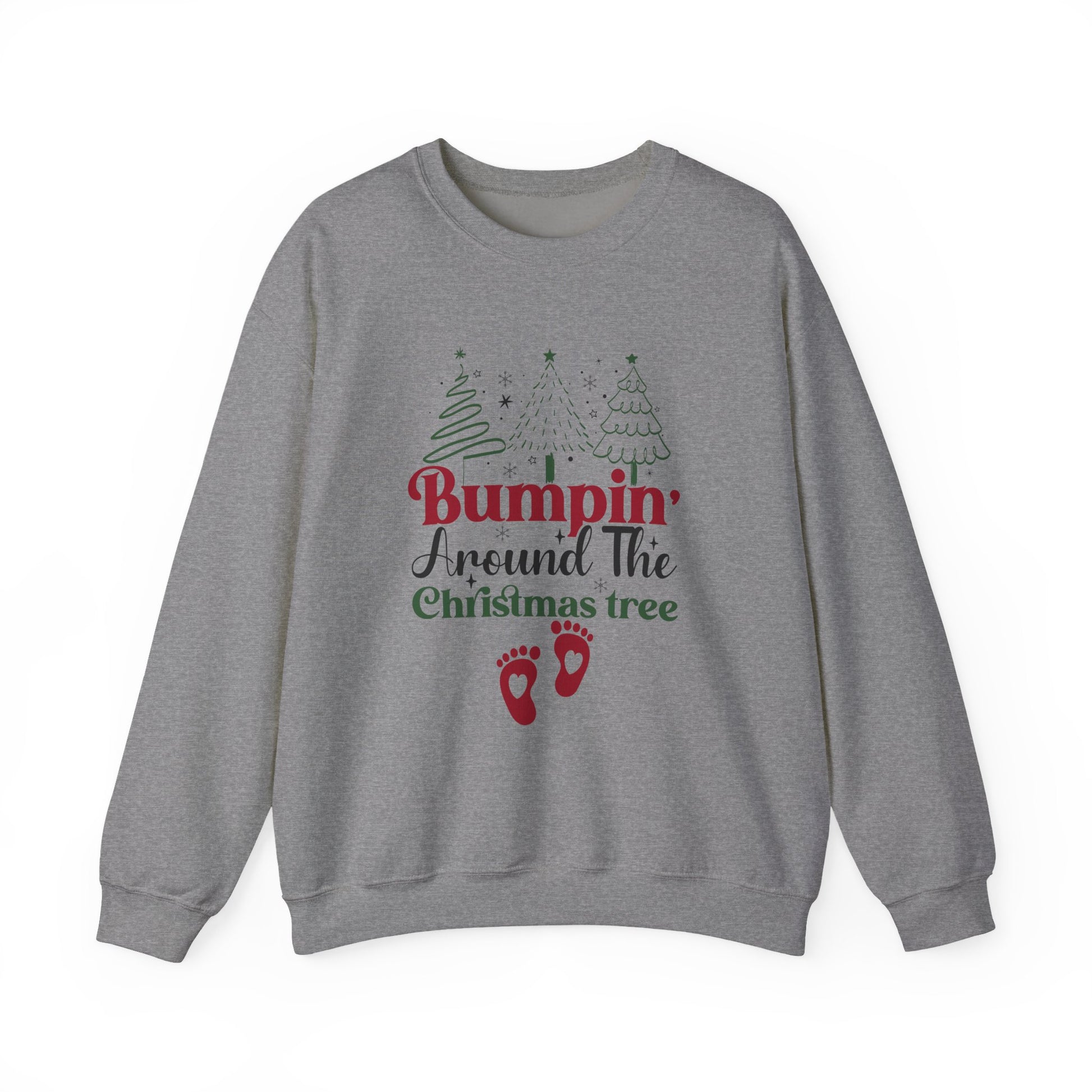 Bumpin Around Christmas Tree Sweatshirt, Pregnancy Reveal Sweater, Xmas Pregnant Shirt - PopCultureByDesign36