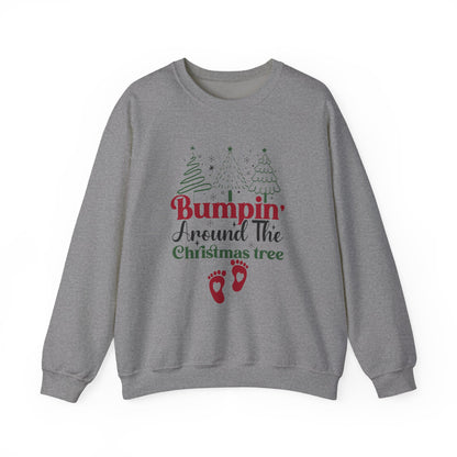 Bumpin Around Christmas Tree Sweatshirt, Pregnancy Reveal Sweater, Xmas Pregnant Shirt - PopCultureByDesign36