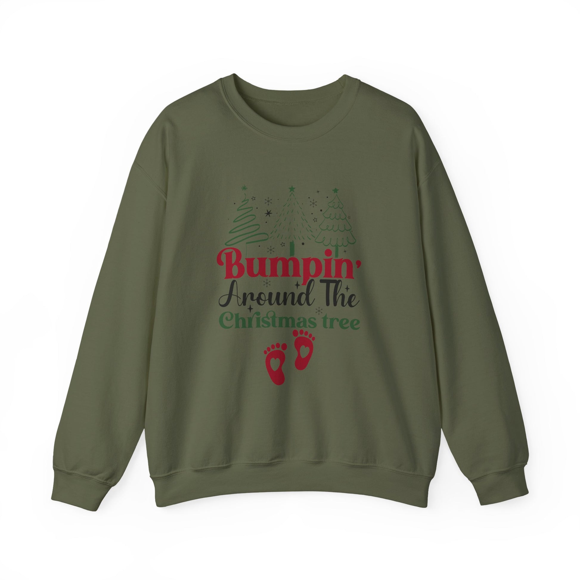Bumpin Around Christmas Tree Sweatshirt, Pregnancy Reveal Sweater, Xmas Pregnant Shirt - PopCultureByDesign36