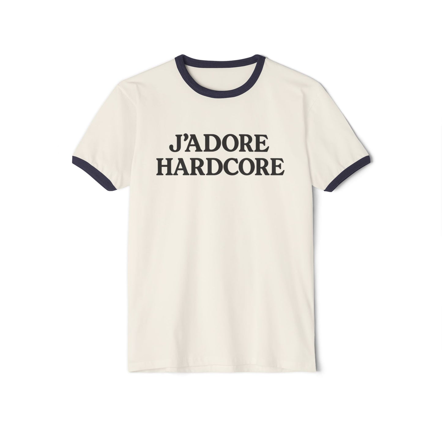 J'Adore Hardcore Ringer T-Shirt — Bold French-Inspired Statement Tee