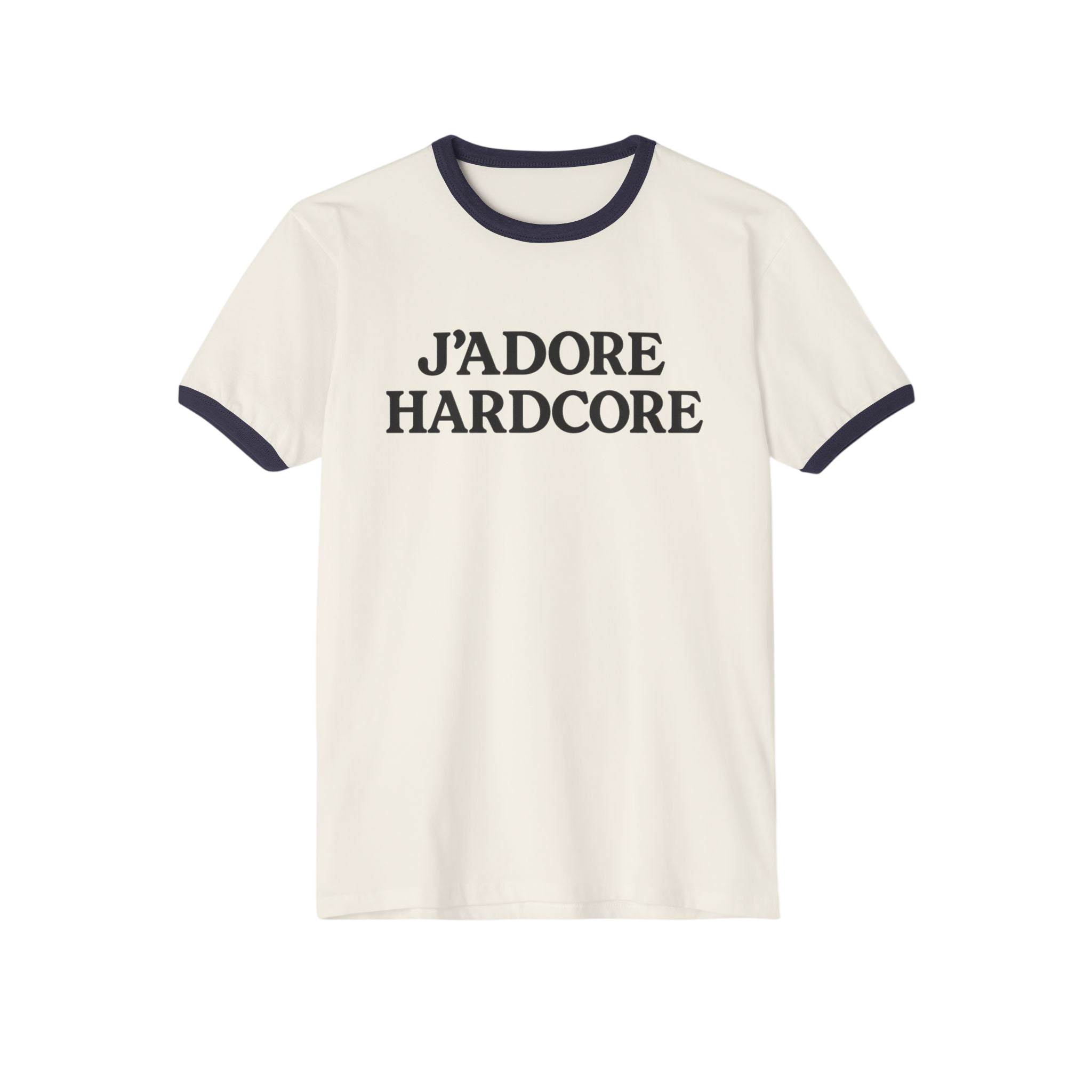 J'adore Hardcore Tee – Viral Pop Culture Ringer Shirt by PopCultureByDesign36
