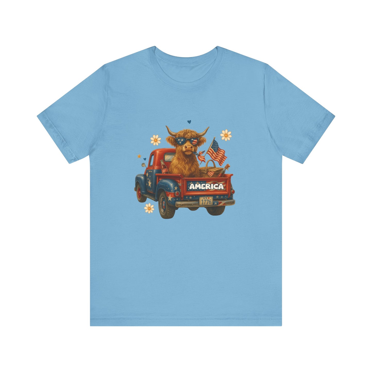 Highland Cow Fourth of July Funny Shirt, Scotland Farm Gift, Patriotic Cow T-Shirt - PopCultureByDesign36