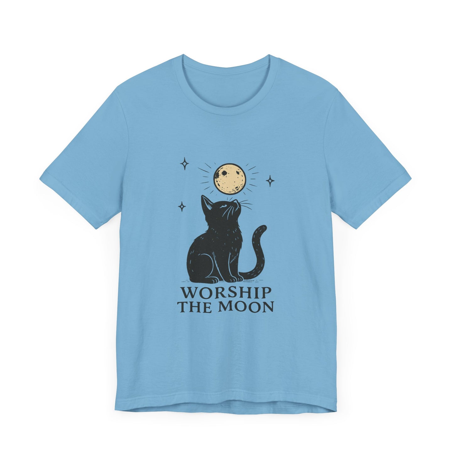 Worship The Moon, Cute Kitten Shirt, Celestial Cat Shirt - PopCultureByDesign36