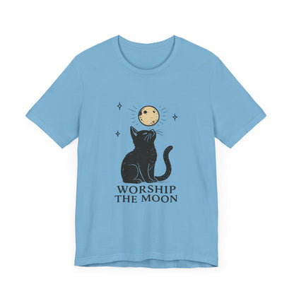 Worship The Moon, Cute Kitten Shirt, Celestial Cat Shirt - PopCultureByDesign36