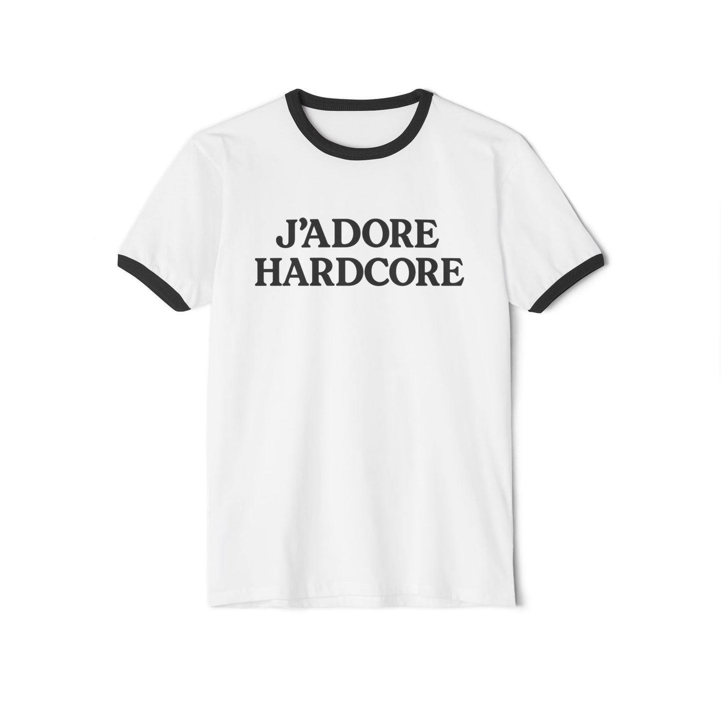 J'Adore Hardcore Ringer T-Shirt — Bold French-Inspired Statement Tee