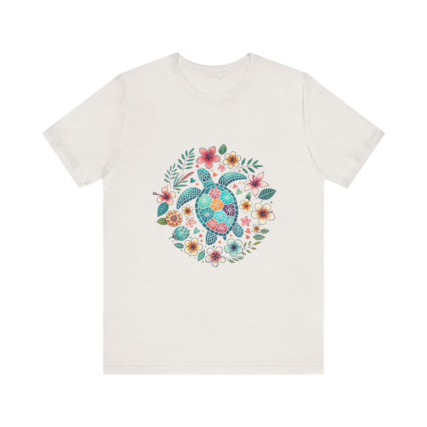 Turtle Ocean Sun T-Shirt, Floral Turtle Shirt, Boho Beach Tshirt - PopCultureByDesign36