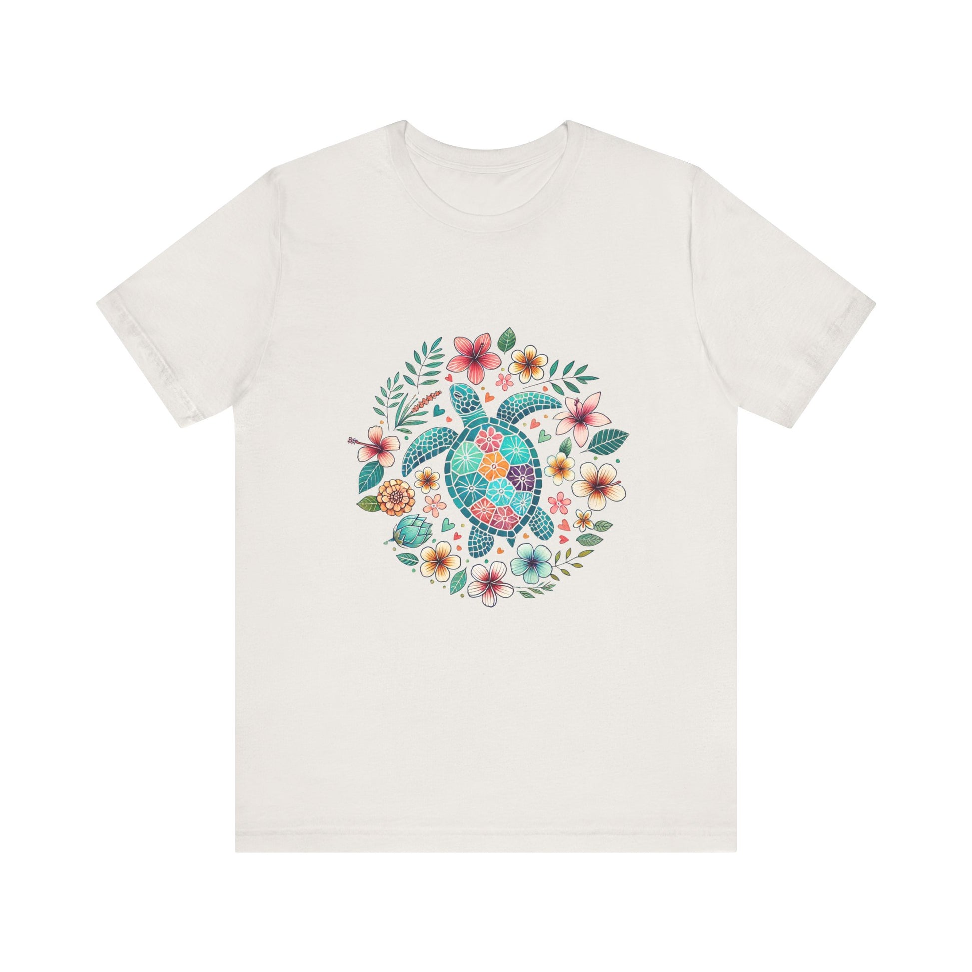 Turtle Ocean Sun T-Shirt, Floral Turtle Shirt, Boho Beach Tshirt - PopCultureByDesign36