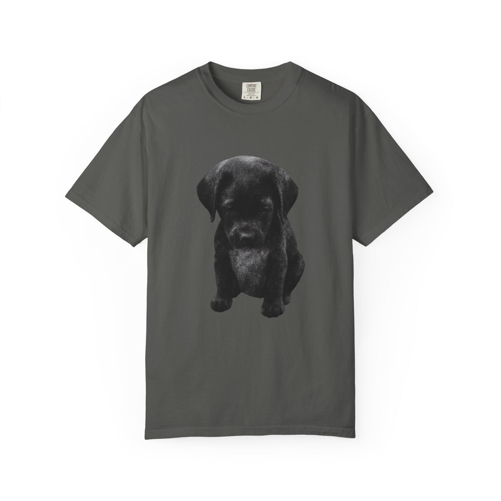 Sad Black Lab Puppy Meme T-Shirt — Cute Sad Black Labrador Graphic Tee by PopCultureByDesign36