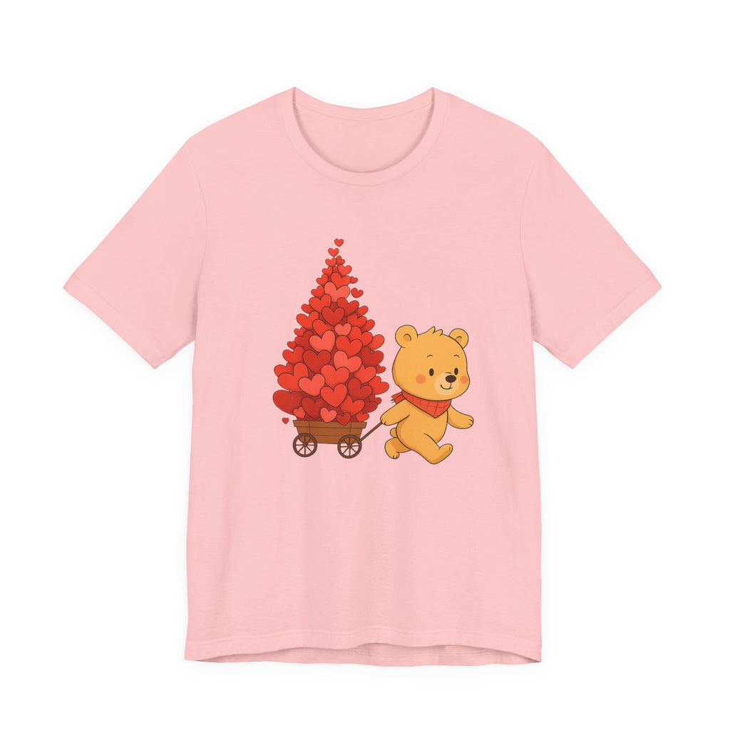 Valentine Bear Tee — Cute Bear with Heart-Filled Wagon by PopCultureByDesign36