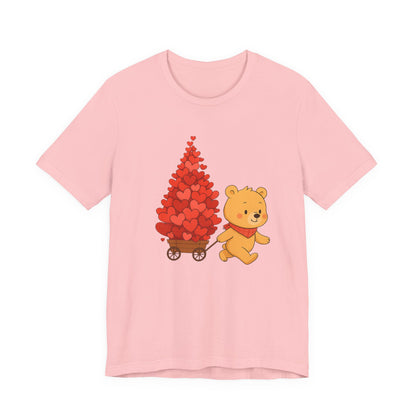 Valentine Bear Tee — Cute Bear with Heart-Filled Wagon