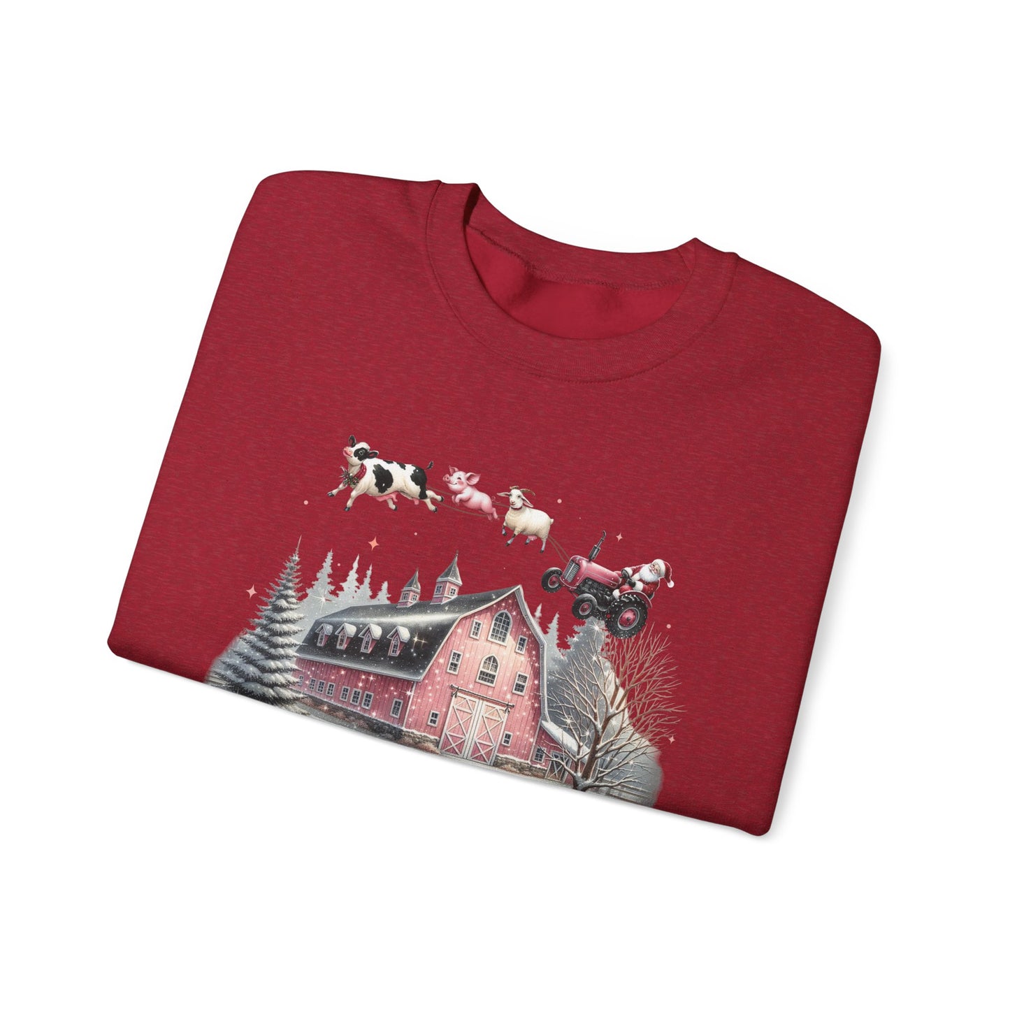 Christmas on the Farm Sweatshirt, Santa Tractor Farmhouse Tee - PopCultureByDesign36
