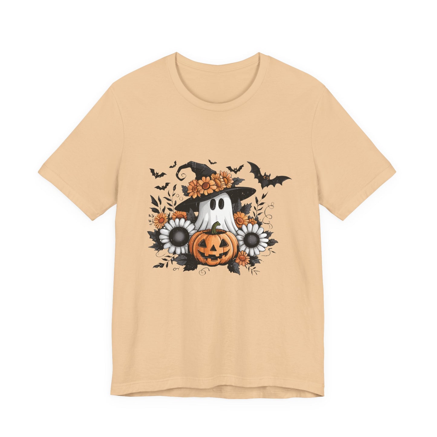Funny Ghost Pumpkin Shirt, Boho Ghost Shirt, Soft floral ghost - PopCultureByDesign36