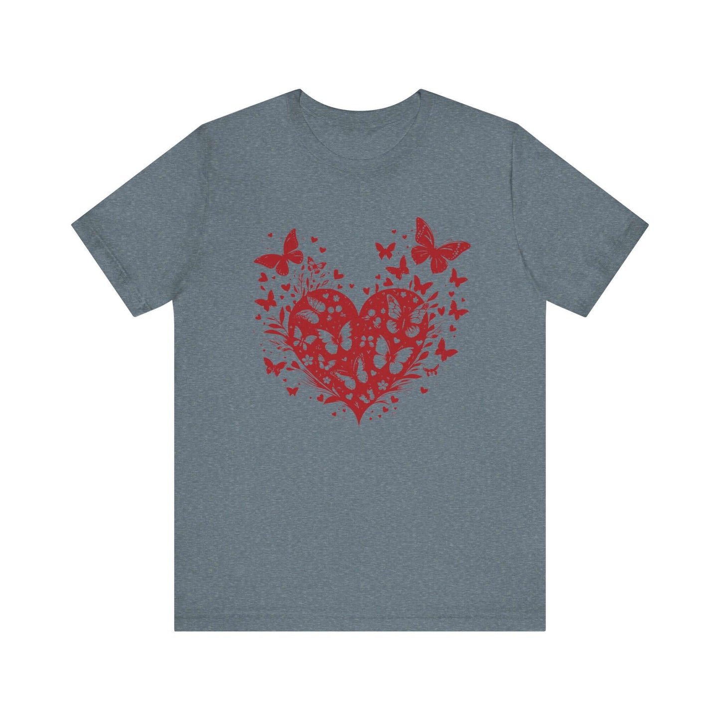 Butterfly Heart Valentines Day Shirt, Butterfly Valentine Tee, Cute Heart T-Shirt - PopCultureByDesign36