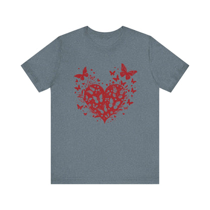 Butterfly Heart Valentines Day Shirt, Butterfly Valentine Tee, Cute Heart T-Shirt - PopCultureByDesign36