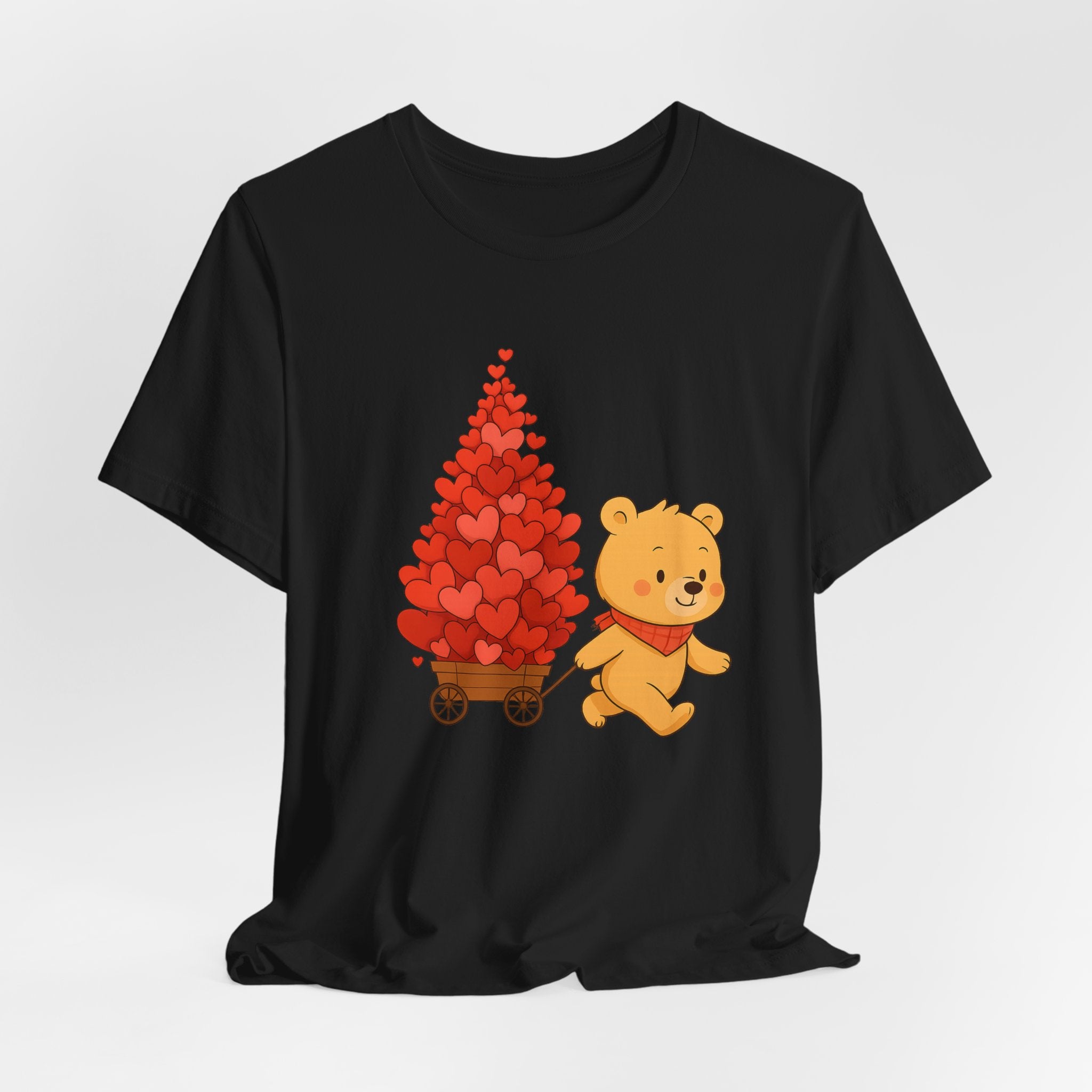 Valentine Bear Tee — Cute Bear with Heart-Filled Wagon by PopCultureByDesign36
