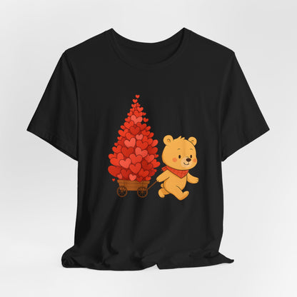 Valentine Bear Tee — Cute Bear with Heart-Filled Wagon