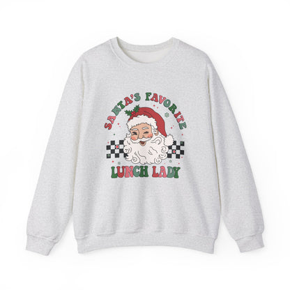 Santas Favorite Lunch Lady, Retro Santa Sweatshirt, Cute School Santa - PopCultureByDesign36