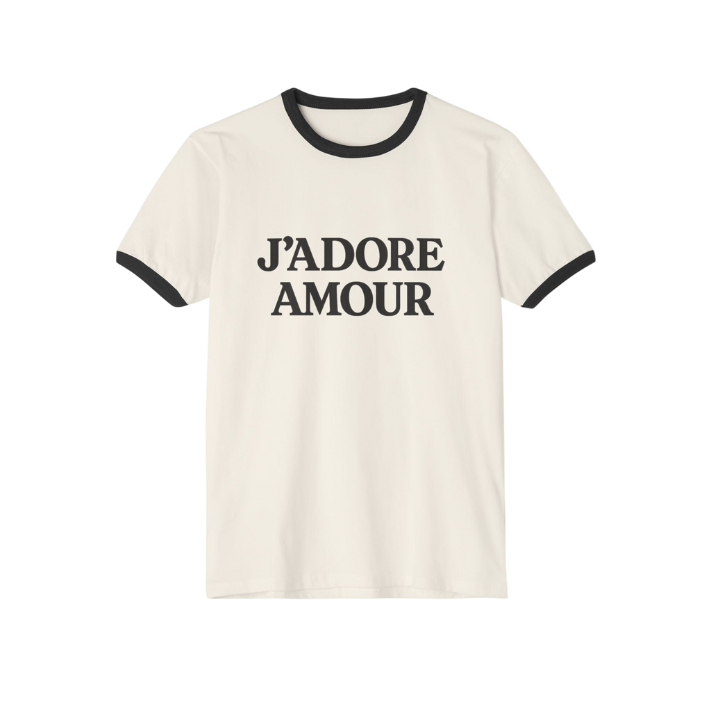 Jadore Amour Ringer Tee Bold French Inspired Statement Shirt by PopCultureByDesign36