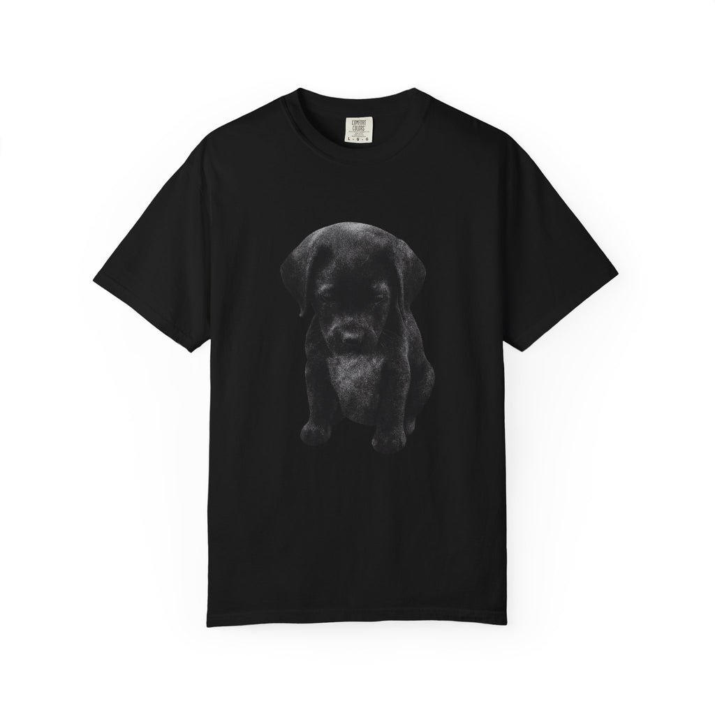 Sad Black Lab Puppy Meme T-Shirt — Cute Sad Black Labrador Graphic Tee by PopCultureByDesign36