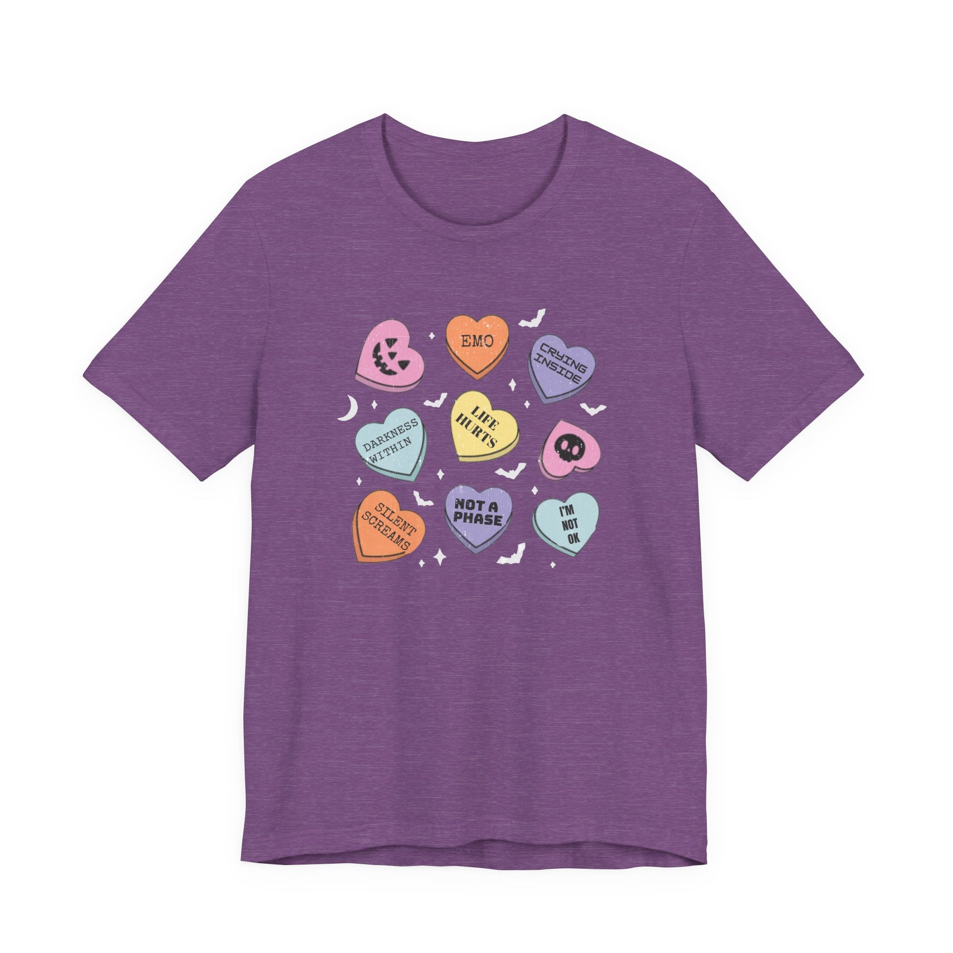 Emo Halloween Pumpkin Candy Hearts T-Shirt, Spooky Candies Shirt, Emo candy hearts - PopCultureByDesign36