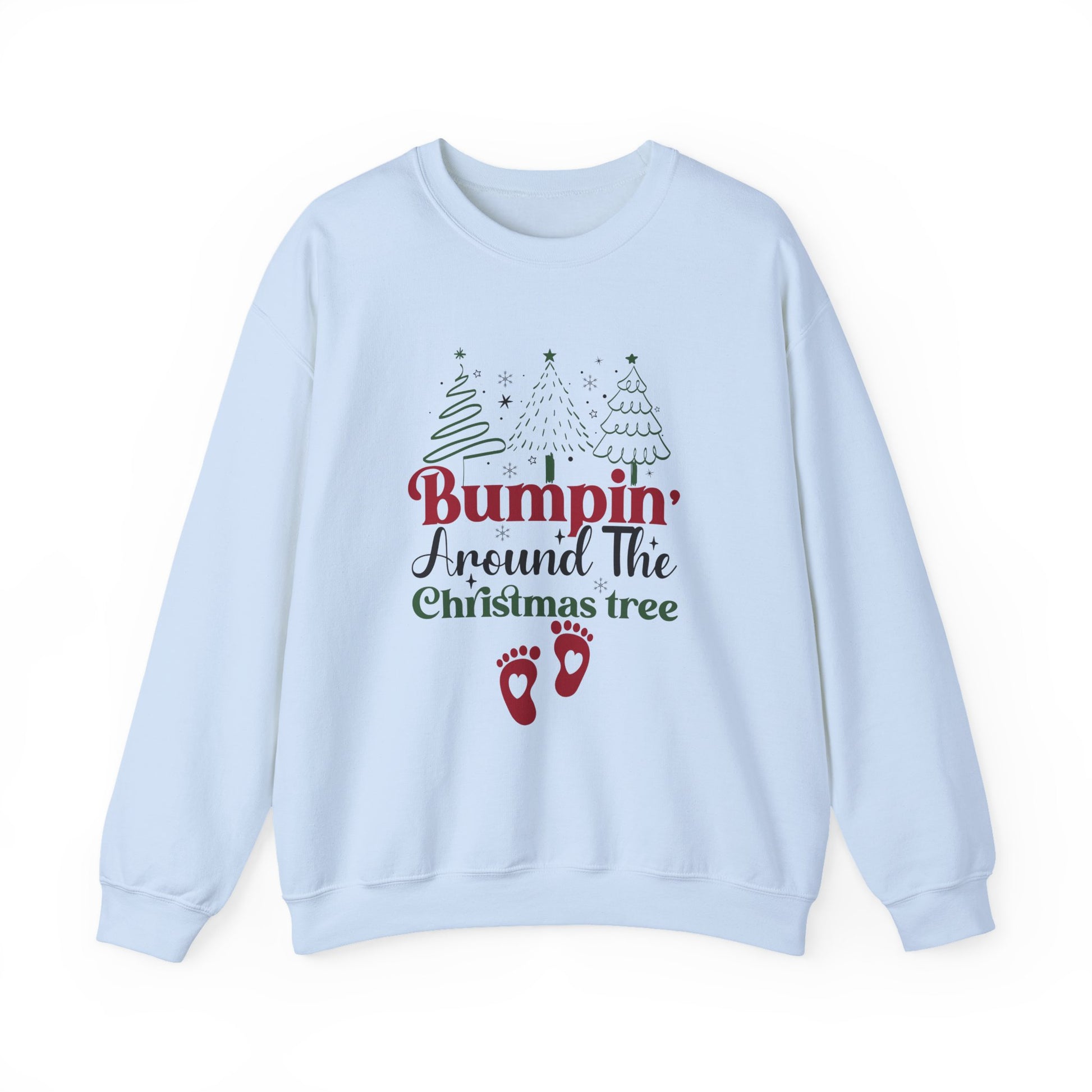 Bumpin Around Christmas Tree Sweatshirt, Pregnancy Reveal Sweater, Xmas Pregnant Shirt - PopCultureByDesign36