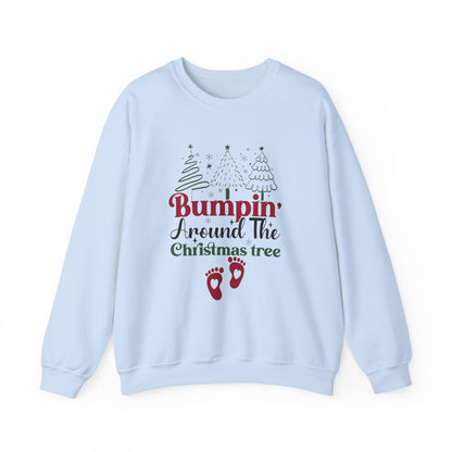 Bumpin Around Christmas Tree Sweatshirt, Pregnancy Reveal Sweater, Xmas Pregnant Shirt - PopCultureByDesign36
