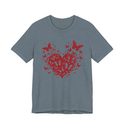 Butterfly Heart Valentines Day Shirt, Butterfly Valentine Tee, Cute Heart T-Shirt - PopCultureByDesign36