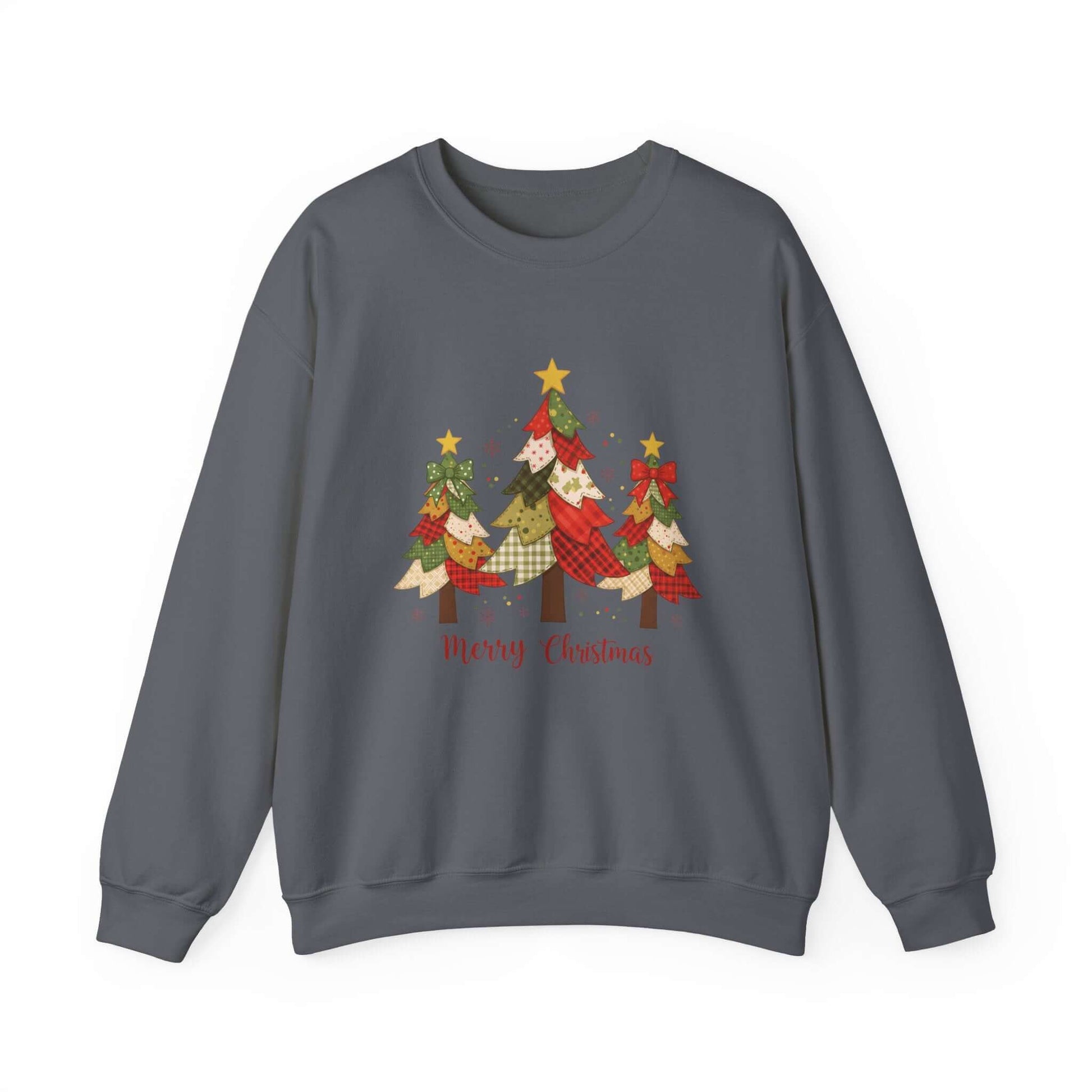 Christmas Tree Patchwork Quilt Style Sweatshirt, Merry Christmas Sweatshirt - PopCultureByDesign36