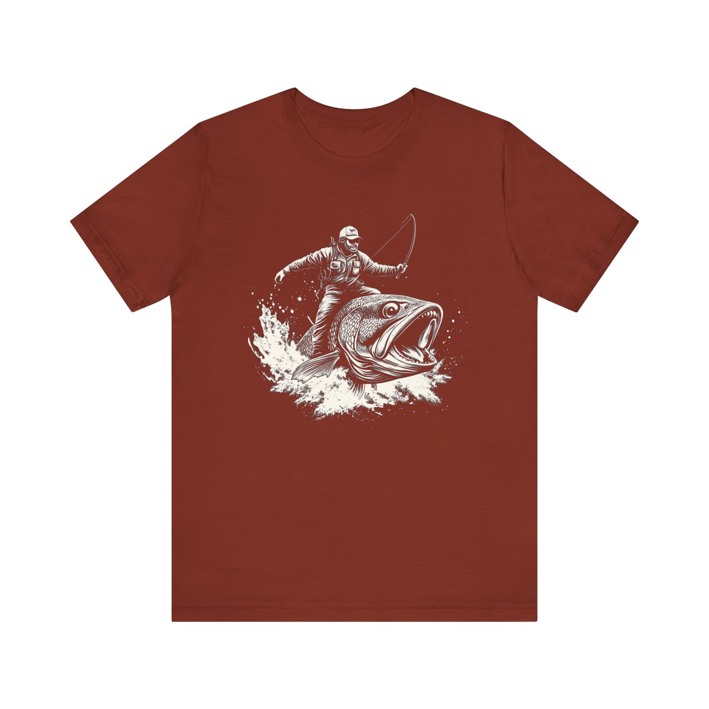 Funny Fisherman Riding a Trout T-Shirt, Fishing Tee, Wild Western Shirt - PopCultureByDesign36