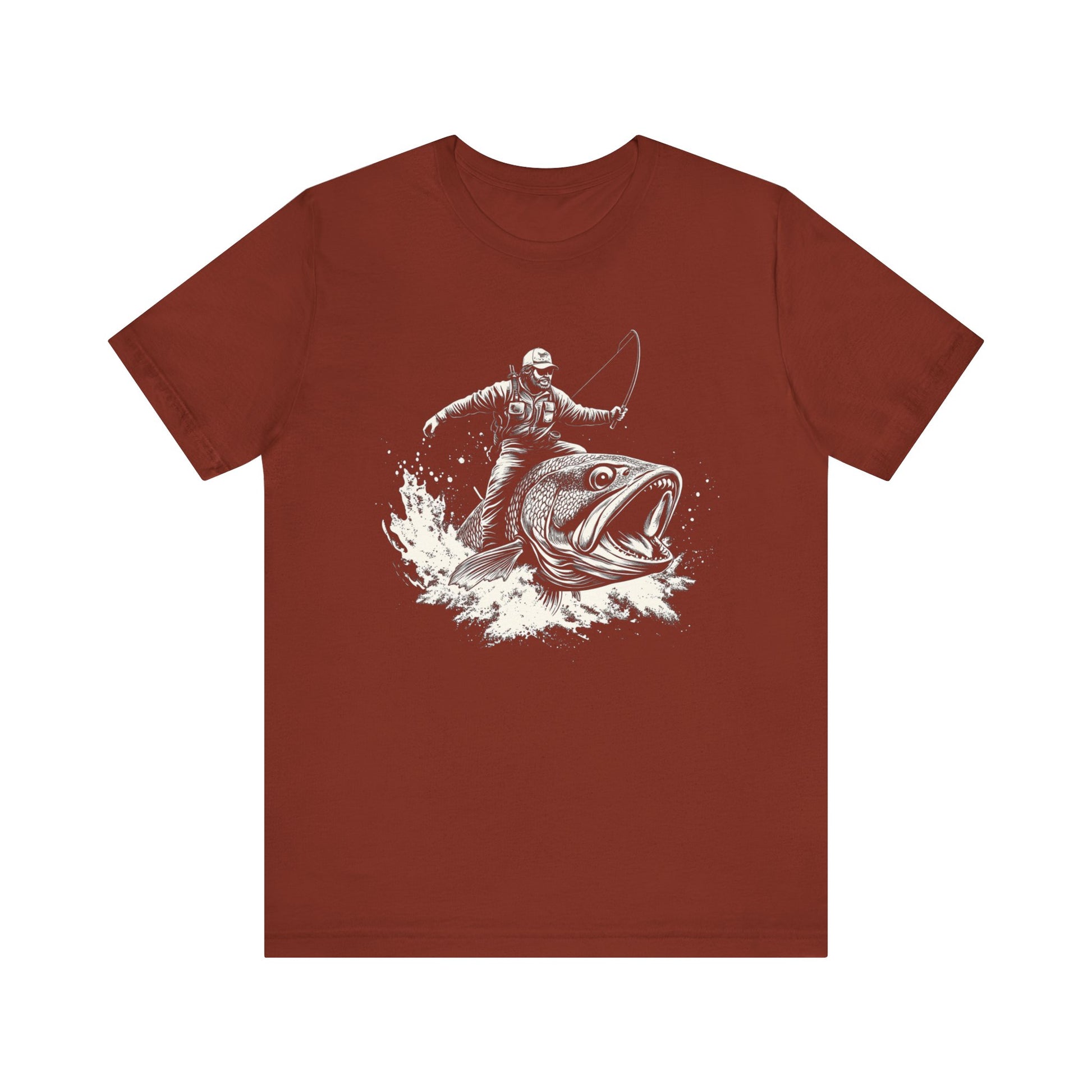 Funny Fisherman Riding a Trout T-Shirt, Fishing Tee, Wild Western Shirt - PopCultureByDesign36