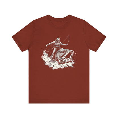 Funny Fisherman Riding a Trout T-Shirt, Fishing Tee, Wild Western Shirt - PopCultureByDesign36