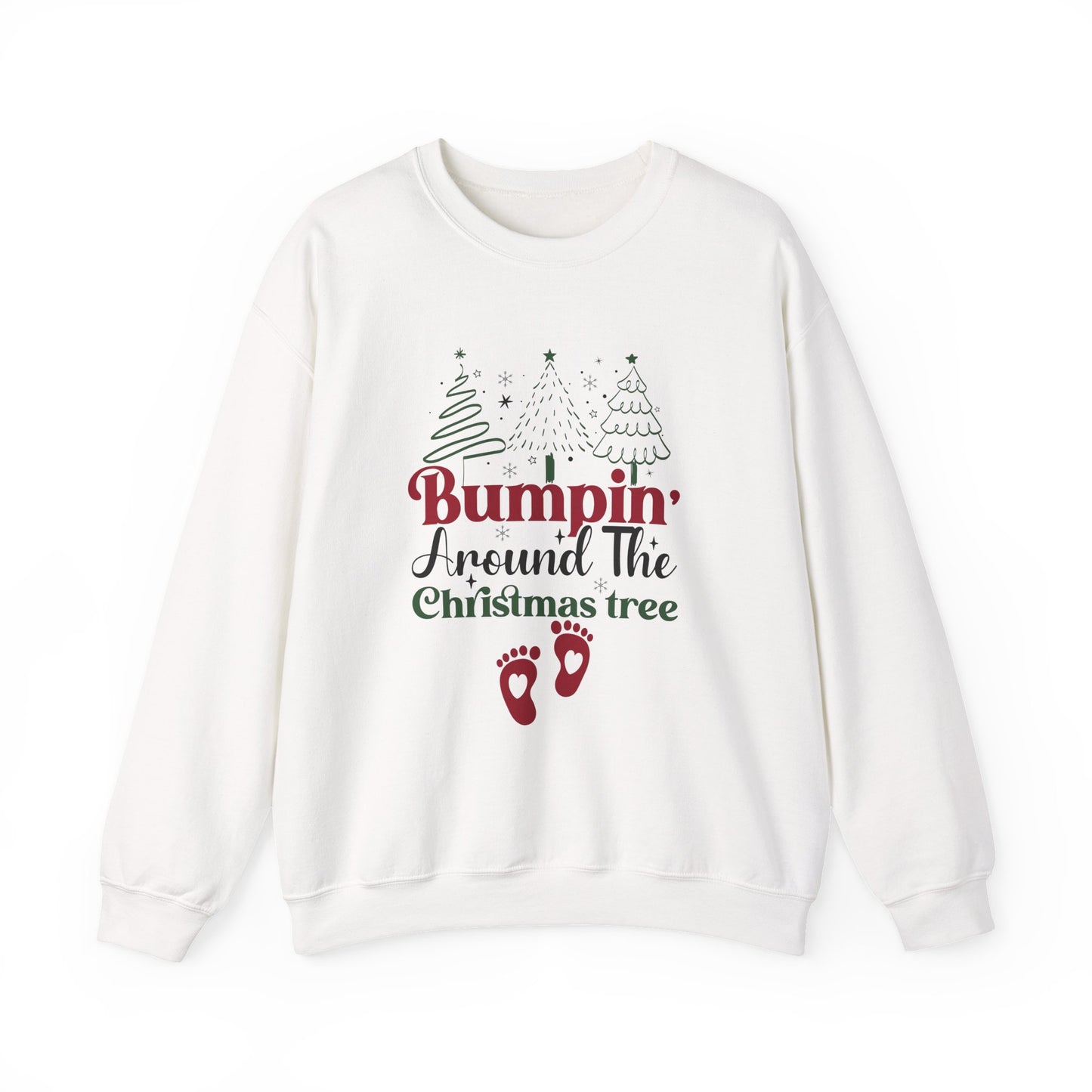 Bumpin Around Christmas Tree Sweatshirt, Pregnancy Reveal Sweater, Xmas Pregnant Shirt - PopCultureByDesign36