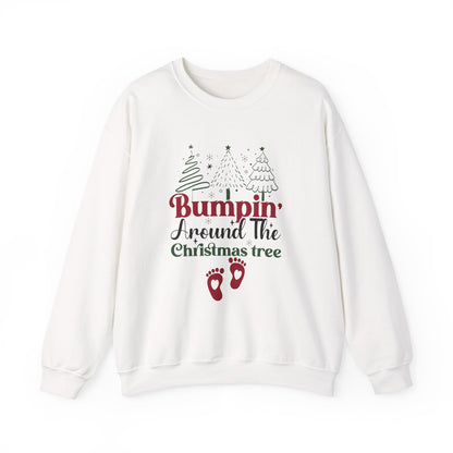 Bumpin Around Christmas Tree Sweatshirt, Pregnancy Reveal Sweater, Xmas Pregnant Shirt - PopCultureByDesign36
