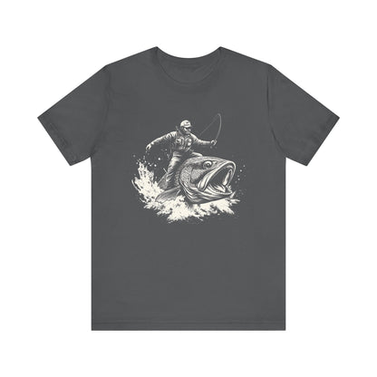 Funny Fisherman Riding a Trout T-Shirt, Fishing Tee, Wild Western Shirt - PopCultureByDesign36
